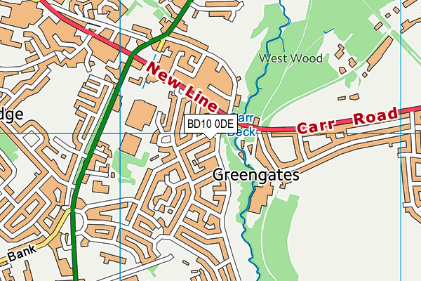 BD10 0DE map - OS VectorMap District (Ordnance Survey)