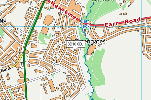 BD10 0DJ map - OS VectorMap District (Ordnance Survey)