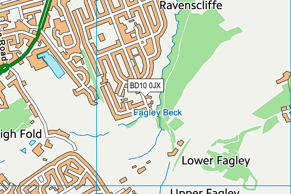 BD10 0JX map - OS VectorMap District (Ordnance Survey)