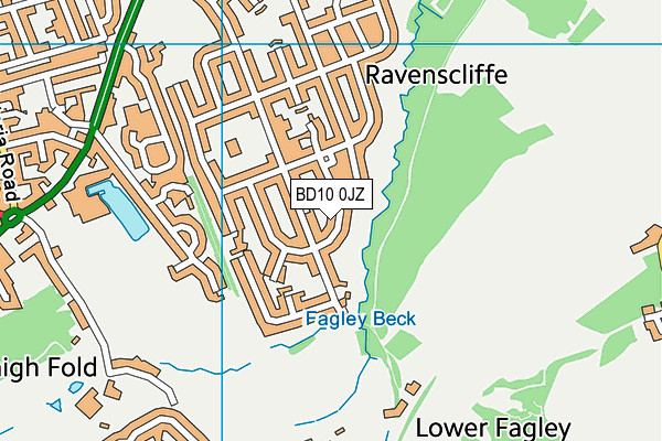 BD10 0JZ map - OS VectorMap District (Ordnance Survey)