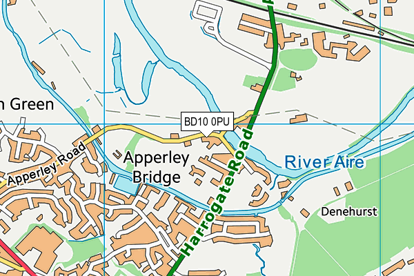 Apperley Bridge Playing Fields map (BD10 0PU) - OS VectorMap District (Ordnance Survey)