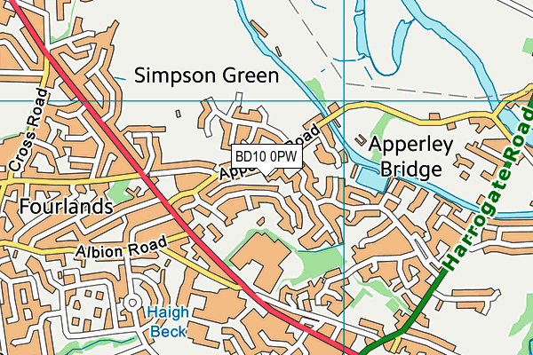 BD10 0PW map - OS VectorMap District (Ordnance Survey)