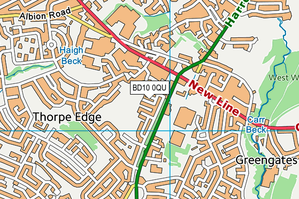 BD10 0QU map - OS VectorMap District (Ordnance Survey)