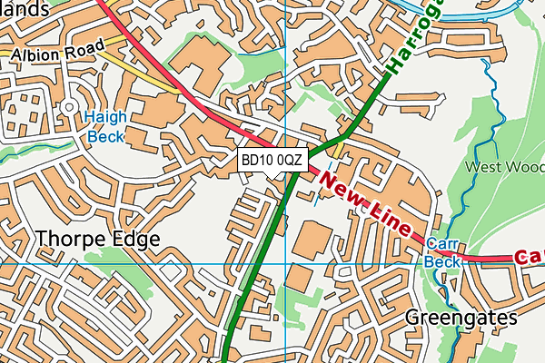 BD10 0QZ map - OS VectorMap District (Ordnance Survey)