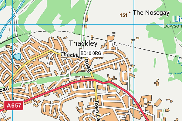 BD10 0RG map - OS VectorMap District (Ordnance Survey)