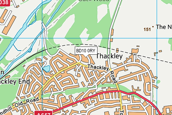 BD10 0RY map - OS VectorMap District (Ordnance Survey)