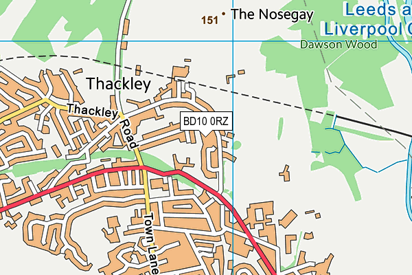 BD10 0RZ map - OS VectorMap District (Ordnance Survey)