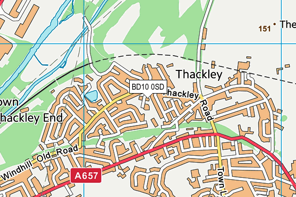 BD10 0SD map - OS VectorMap District (Ordnance Survey)