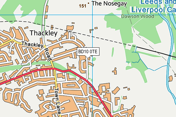 BD10 0TE map - OS VectorMap District (Ordnance Survey)