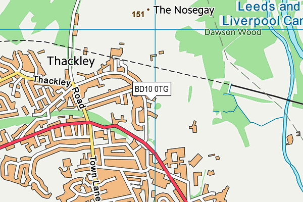 BD10 0TG map - OS VectorMap District (Ordnance Survey)