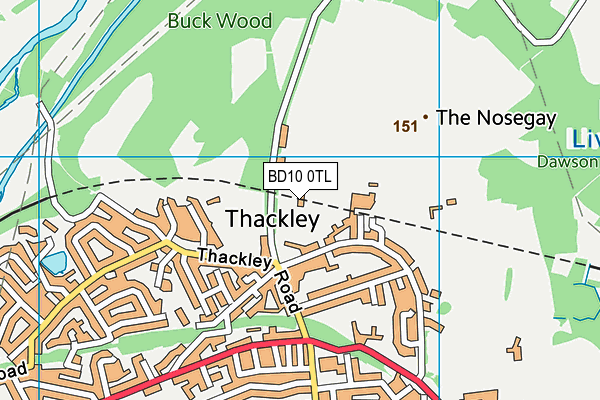 Thackley Football Club map (BD10 0TL) - OS VectorMap District (Ordnance Survey)