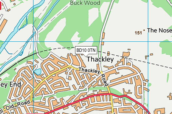 BD10 0TN map - OS VectorMap District (Ordnance Survey)