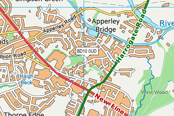 BD10 0UD map - OS VectorMap District (Ordnance Survey)