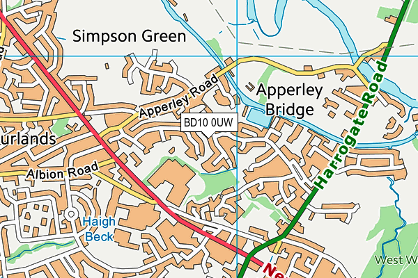 BD10 0UW map - OS VectorMap District (Ordnance Survey)