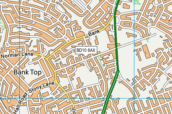 BD10 8AX map - OS VectorMap District (Ordnance Survey)