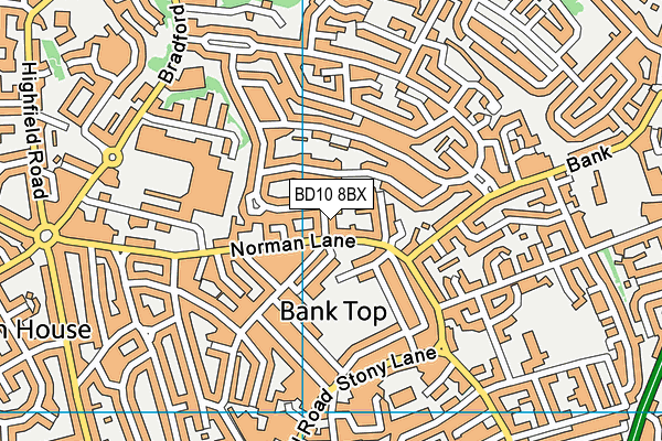 BD10 8BX map - OS VectorMap District (Ordnance Survey)