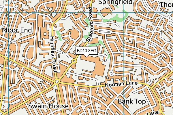 BD10 8EG map - OS VectorMap District (Ordnance Survey)