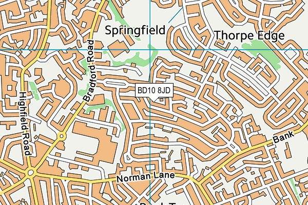 BD10 8JD map - OS VectorMap District (Ordnance Survey)