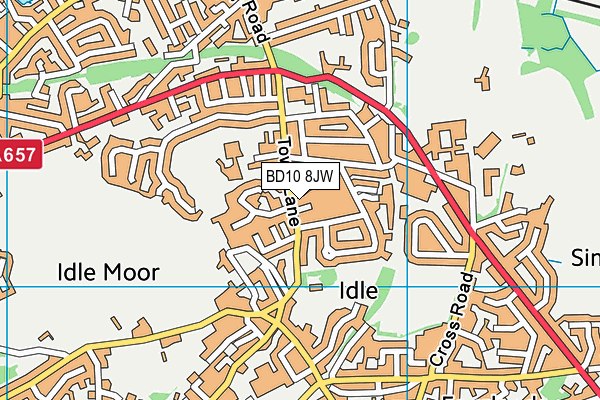 BD10 8JW map - OS VectorMap District (Ordnance Survey)