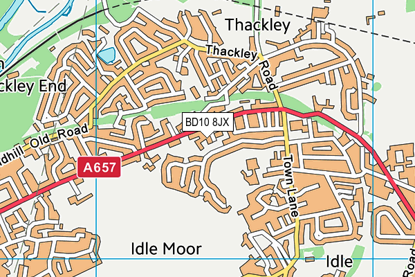 BD10 8JX map - OS VectorMap District (Ordnance Survey)