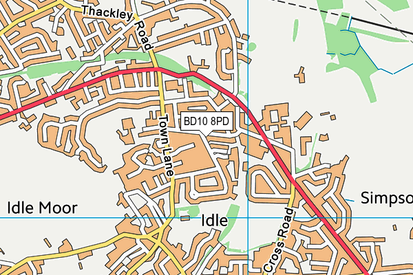 BD10 8PD map - OS VectorMap District (Ordnance Survey)