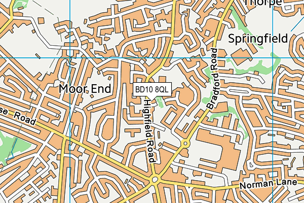 BD10 8QL map - OS VectorMap District (Ordnance Survey)