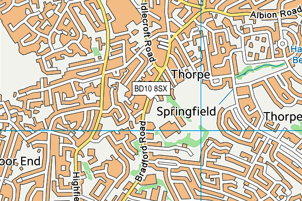 BD10 8SX map - OS VectorMap District (Ordnance Survey)