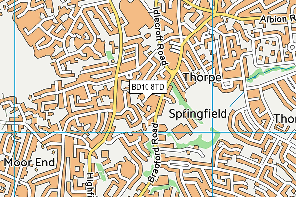 BD10 8TD map - OS VectorMap District (Ordnance Survey)