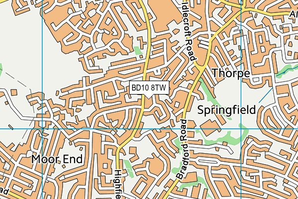 BD10 8TW map - OS VectorMap District (Ordnance Survey)