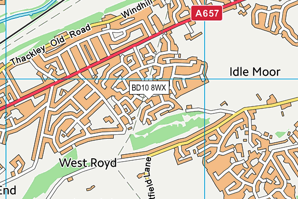 BD10 8WX map - OS VectorMap District (Ordnance Survey)
