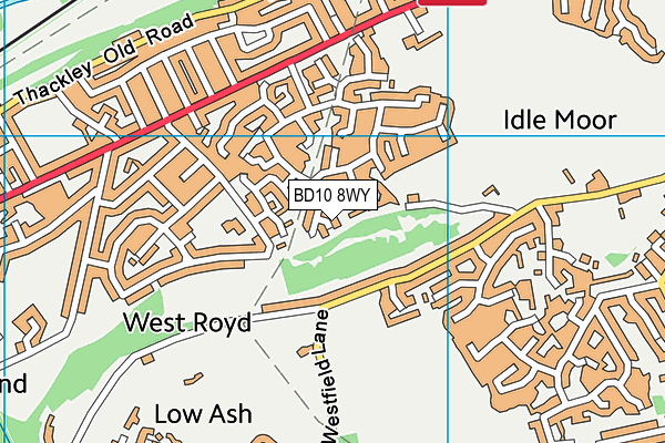 BD10 8WY map - OS VectorMap District (Ordnance Survey)