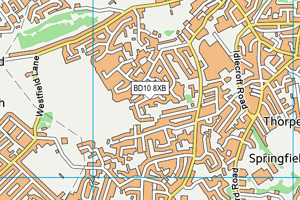 BD10 8XB map - OS VectorMap District (Ordnance Survey)