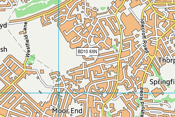 BD10 8XN map - OS VectorMap District (Ordnance Survey)