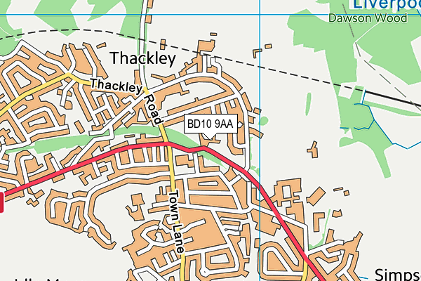 BD10 9AA map - OS VectorMap District (Ordnance Survey)