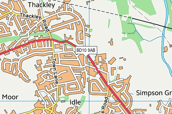 BD10 9AB map - OS VectorMap District (Ordnance Survey)