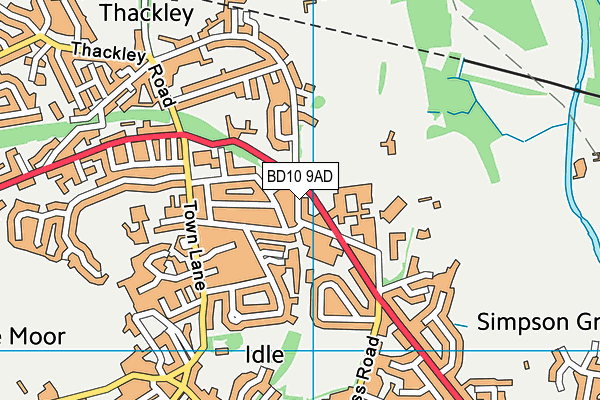 BD10 9AD map - OS VectorMap District (Ordnance Survey)