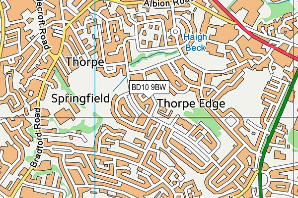 BD10 9BW map - OS VectorMap District (Ordnance Survey)