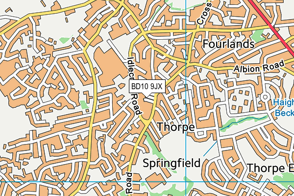 BD10 9JX map - OS VectorMap District (Ordnance Survey)