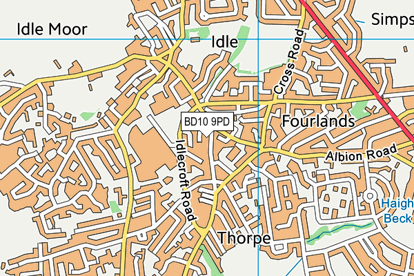BD10 9PD map - OS VectorMap District (Ordnance Survey)