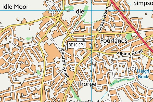 BD10 9PJ map - OS VectorMap District (Ordnance Survey)