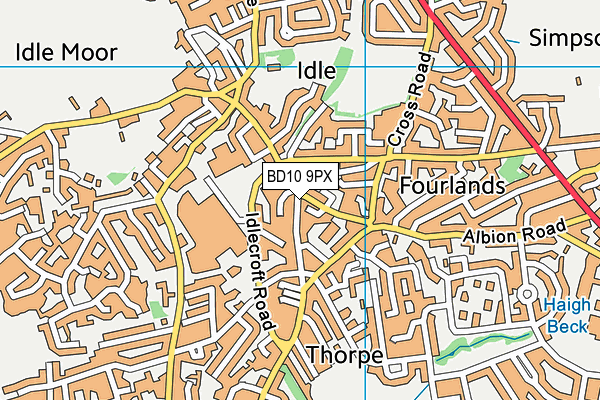 BD10 9PX map - OS VectorMap District (Ordnance Survey)