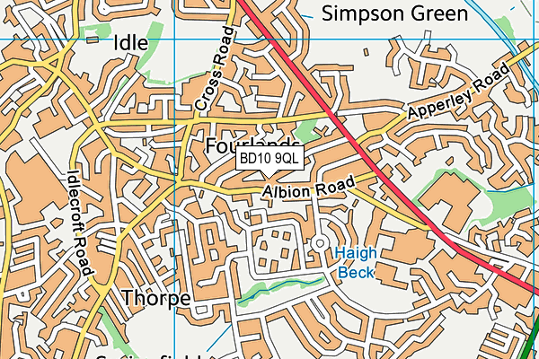 BD10 9QL map - OS VectorMap District (Ordnance Survey)