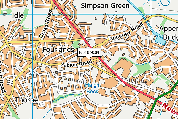 BD10 9QN map - OS VectorMap District (Ordnance Survey)