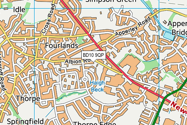 BD10 9QP map - OS VectorMap District (Ordnance Survey)