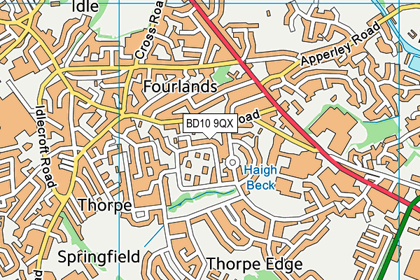 BD10 9QX map - OS VectorMap District (Ordnance Survey)