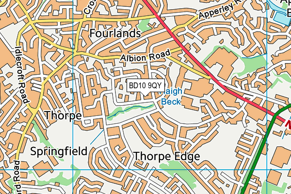 BD10 9QY map - OS VectorMap District (Ordnance Survey)