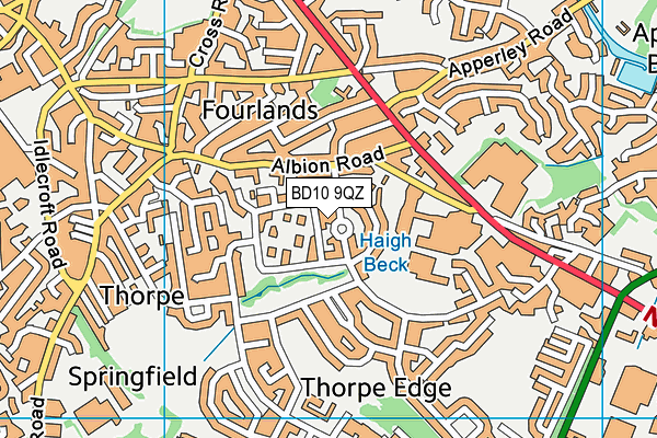 BD10 9QZ map - OS VectorMap District (Ordnance Survey)