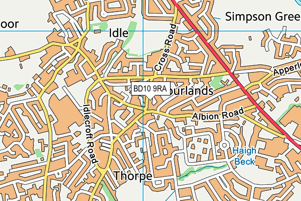 BD10 9RA map - OS VectorMap District (Ordnance Survey)