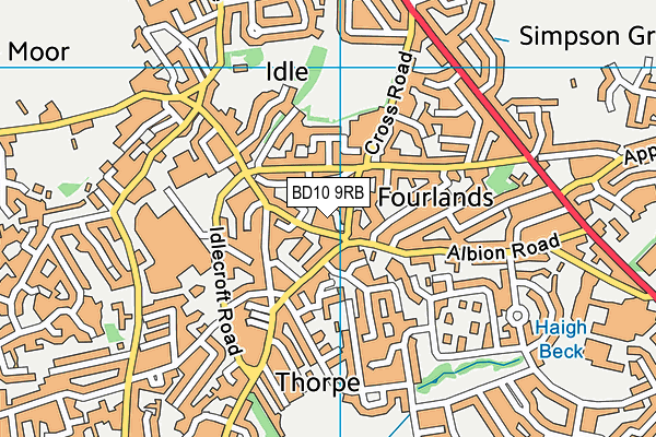 BD10 9RB map - OS VectorMap District (Ordnance Survey)