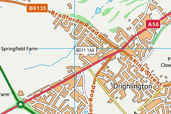 BD11 1AX map - OS VectorMap District (Ordnance Survey)